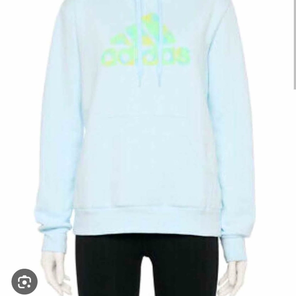 NWT adidas Women's Almost Blue Logo Hoodie - Picture 2 of 3